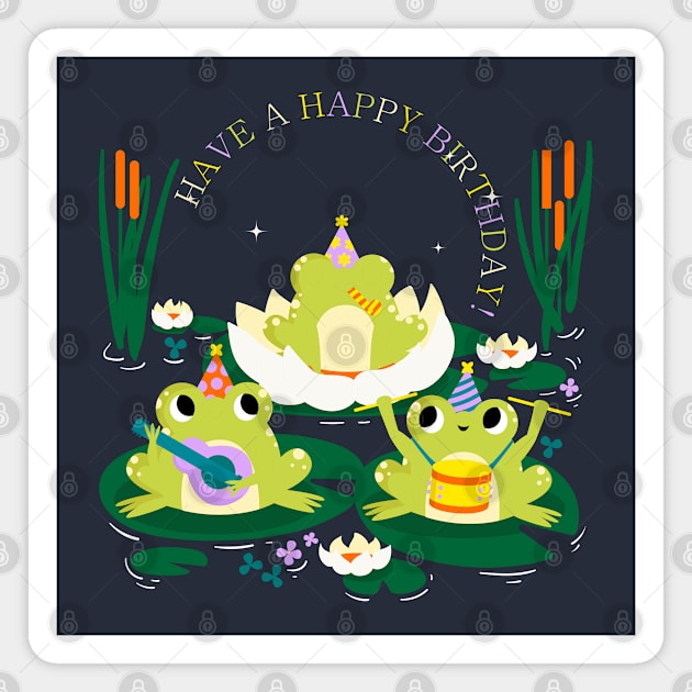 Have A Happy Birthday Frogs Magnet by Mako Design 